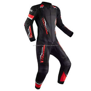 Traje de Motocicleta de Cuero Personalizado para Hombre, Negro y Rojo, Mono de MotoGP con Protectores Homologados CE, Traje de Carreras de Cuero para Motocicleta - Product Image 3