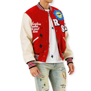เสื้อโค้ทแฟชั่นแบบปรับแต่งได้เสื้อเบสบอลแจ็คเก็ตเลตเทอร์แมนลำลองทรงหลวมสำหรับผู้ชายเสื้อครอปโพลีเอสเตอร์เสื้อแจ็คเก็ตมหาวิทยาลัย - Product Image 3