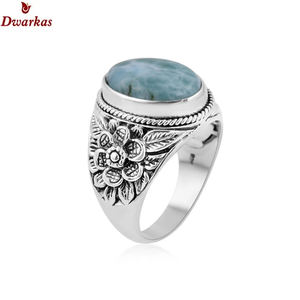 Bijoux en gros design classique 925 bague en argent sterling massif larimar pierre précieuse - Product Image 2