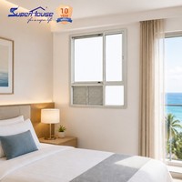 Ventana Corredera Moderna de Aluminio PTAC con Vidrio Laminado Resistente a Huracanes, Acero Inoxidable, Aprobada por Miami-Dade