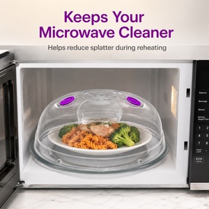 Couvre-plats ronds en plastique PP transparent pour micro-ondes, réutilisables et écologiques, compatibles lave-vaisselle, avec fentes pour la vapeur - Product Image 3