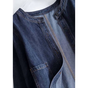 Chaqueta Vaquera Azul Oscuro para Mujer, Tejida en Algodón Ecológico, Estilo Casual Holgado, Estilo Urbano con Rayas a Precios Económicos - Product Image 4