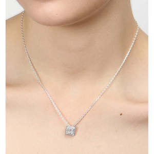 Pendentif CLARA en argent sterling 925 plaqué rhodium, coupe princesse, forme géométrique, cadeau pour femmes et filles avec chaîne - Product Image 6