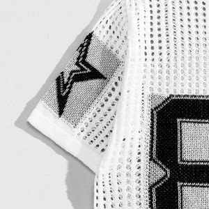 Maillot de football en maille pour hommes, vêtements de sport surdimensionnés de haute qualité à col en O 100% coton T-shirts Boxy pulls courts pour hommes - Product Image 5