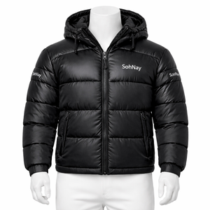 Veste matelassée à capuche pour homme, grande taille, hiver, respirante, écologique, coupe-vent, chaude, isolée, personnalisable en gros - Product Image 1