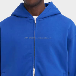Heavyweight 100% cotton <b>fleece</b> hooded Sweatshirt street wear <b>Royal</b> <b>Blue</b> men Full zip Up hoodie unisex - Product Image 4