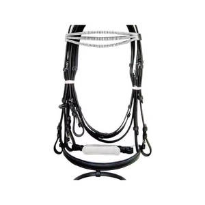Bride en cuir de cheval rembourrée de la meilleure qualité avec bandeau nasal fait à la main en cristal pour le confort de votre compagnon équin préféré - Product Image 1