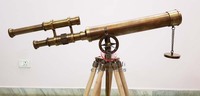 Télescope Nautique Vintage en Laiton Antique à Double Tube, Trépied Réglable, Design Art Déco, Fait Main, pour Observation des Oiseaux