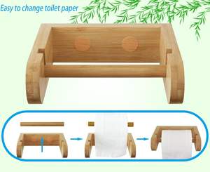 Soporte de pared de bambú para papel higiénico, soporte de papel higiénico de madera, portarrollos de papel higiénico redondeado para baño de 5 pulgadas - Product Image 2