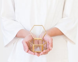 Meilleure Qualité Vintage Métal Verre Hexagone Design Pendentif Boucle D'oreille Stockage Anneau Titulaire Argent Fini Prix Compétitifs - Product Image 5