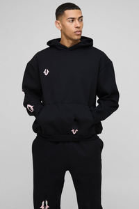 ชุดวอร์มผ้าฝ้ายแบบสวมหัวมีฮู้ดสำหรับผู้ชายกางเกงขาบานผ้าคอตตอน100% ฟอกสีกรดสำหรับฤดูหนาว - Product Image 6