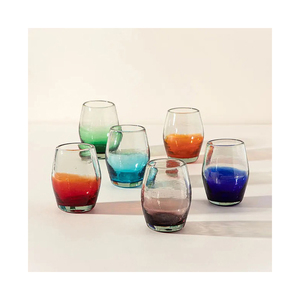 Luxury Indian Multicolor Ombre <b>Stemless</b> <b>Wine</b> <b>Glasses</b> Stylish Glassware for Parties and Special Occasions - Product Image 2
