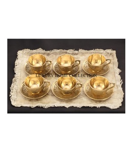 Tazas y platillos de latón al por mayor de primera calidad con diseños indios tradicionales hechos a mano perfectos para regalar y cenar - Product Image 5