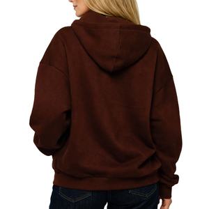 Wholesale Oversized Zip Up <b>Hoodies</b> Women Custom Logo <b>Fleece</b> 100% Cotton Heavyweight <b>fleece</b> Casual Streetwear Hooded Sweatshirts - Product Image 2