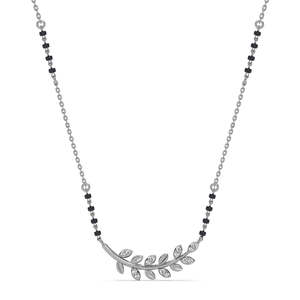 Compre un Mangalsutra de Plata Pura con Baño de Oro, Cadena de Perlas y Diamantes, Estilo Étnico Religioso, Regalo Perfecto para su Esposa - Product Image 1
