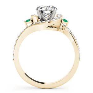 Anillo de Compromiso Halo Swirl con Esmeralda de 0.48ct y Diamantes en Oro Amarillo de 18K - Product Image 2