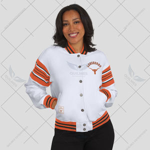 University Texas Longhorns Veste universitaire en polaire à boutons-pression pour femme, meilleure qualité, point de satin, blanc/texas orange - Product Image 4
