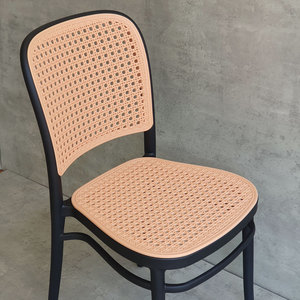Contemporary Faux Rattan <b>Mesh</b> Thonet <b>Plastic</b> Molded Restaurant Chair ST3042 - Product Image 6