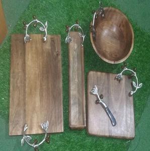 Plateau décoratif en bois pour boire du Whisky, vaisselle de bar rectangulaire Simple, appareil de cuisine, plateau/support en bois pour aliments, thé, café - Product Image 2