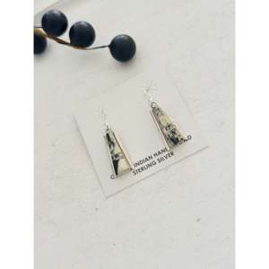 Steve Francisco White Buffalo & Sterling <b>Silver</b> Geometric Drop <b>Earrings</b> with Inlay <b>Dangles</b> - Product Image 4