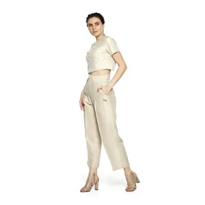 Hot Selling Women Back Cut Crop Top With Pants Cord Set for Girls and Women Available at Wholesale Price from Indian Supplier