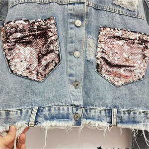 2025 dernière arrivée de haute qualité en détresse déchiré décontracté Jean veste femmes coton rempli Logo disponible prix de gros - Product Image 5