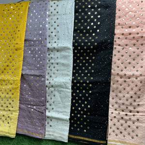 Sari de seda Chanderi pura de alta calidad con el trabajo tradicional de Lucknowi Chikankari y Mukesh sin arrugas para ropa de fiesta - Product Image 2