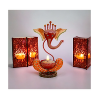Support de bougie chauffe-plat en fer Ganesha pour décoration intérieure, festival, Puja, Mandir, centre de table, cadeau spirituel en métal pour mariage