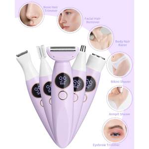 Épilateur électrique 5-en-1 pour femmes, rasoir rechargeable par USB, pour le corps, les aisselles, le bikini, les sourcils, le nez, le visage, lavable - Product Image 2