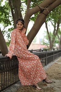 Vestido Indio de Algodón 100% con Bloques Estampados a Mano, Hasta la Rodilla, para Mujer, Elegante, con Estampado Floral, Informal, para Fiestas, Verano, Cumpleaños, Cintura Natural - Product Image 4