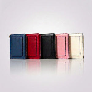 Genuine Leather Zipper <b>Wallet</b> 3 Inch RFID Blocking Minimalist Bifold Unisex Multi Color <b>Card</b> <b>Holder</b> - Product Image 1
