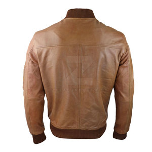 OEM Service Design Custom Logo <b>Men</b> Leather Bomber <b>Jacket</b> Stand Collar Front Logo High Quality Winter <b>Jacket</b> - Product Image 2