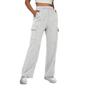 Pantalones de chándal femeninos de alta calidad, pantalones de chándal sueltos de entrenamiento con bolsillos básicos - Product Image 1