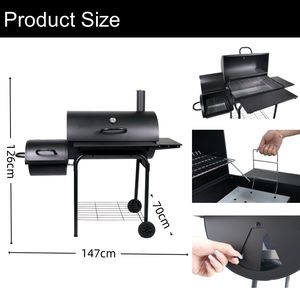 <span class=keywords><strong>Barbecue</strong></span> à <span class=keywords><strong>charbon</strong></span> de bois moderne de qualité supérieure en acier à deux fûts décalés avec finition thermolaquée, <span class=keywords><strong>fumoir</strong></span> 2 en 1 et télécommande - Product Image 3