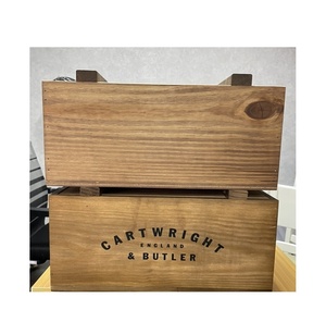 Retro Brown <b>Storage</b> <b>Crate</b> Box Shabby Chic Vintage Walnut Wood Craft with Rope Handle for Wine Cake & Home Party Birthday Decor - Product Image 3