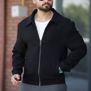 เสื้อโค้ทแขนยาวผ้าลูกฟูกสำหรับผู้ชาย, เสื้อโค้ทผ้าให้ความอบอุ่นมีซิปรูดกันน้ำฤดูหนาว - Product Image 1
