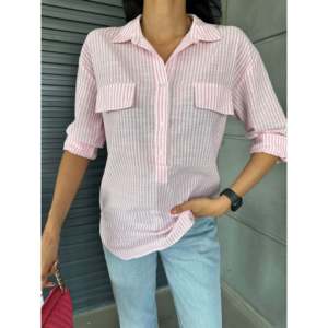 Chemise d'été décontractée en popeline avec poches à rabat, motif rayé simple - Product Image 4