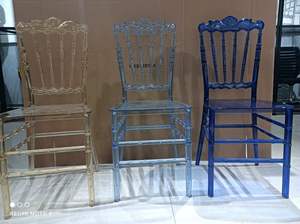 Chaise de mariage Chiavari en acrylique transparent en gros, empilable, design Napoléon transparent pour la location d'événements de banquet d'hôtel - Product Image 4