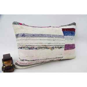 Almohada Kantha de retazos de lana multicolor, cojín decorativo de 16x24 pulgadas tejido con patrón Vintage - Product Image 2