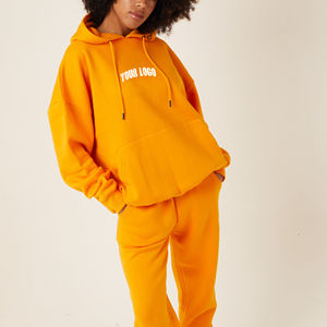 Logo personnalisé survêtements pour femmes 100% coton polaire Baggy Style décontracté jogging ensemble 2 pièces sweat à capuche surdimensionné Fit pantalons de survêtement - Product Image 3