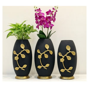 Juego de 3 Jarrones Decorativos de Metal con Acabado de Cobre Hechos a Mano para Sala de Estar, Artesanía, Artículos de Decoración para el Hogar en Oferta - Product Image 2