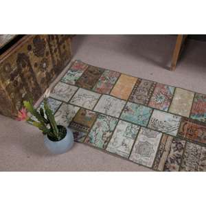 Alfombra Turca Vintage, Alfombra de 2.5x5.3 pies, Alfombra Marrón Verde Estilo Suroeste - Product Image 5