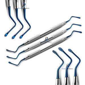 Ensemble de 3 curettes chirurgicales dentaires revêtues de titane bleu Lucas pour la collecte osseuse, la greffe d'implant et les procédures de chirurgie buccale - Product Image 6