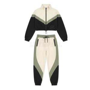 Ensemble de survêtement classique pour femme, coupe courte, avec cordon de serrage, couleur unie, élégant, décontracté, veste d'entraînement et pantalon de jogging, séchage rapide, léger, design personnalisé - Product Image 5