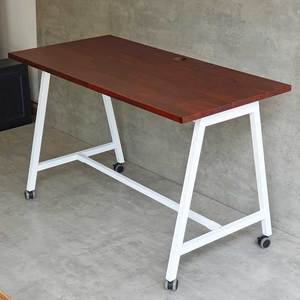 FOS 120x60cm Mobile <b>Desk</b> <b>Solid</b> Acacia <b>Wood</b> and Iron Legs Portable Office <b>Desk</b> for Bedroom and Hotel Use-FOS012 - Product Image 3