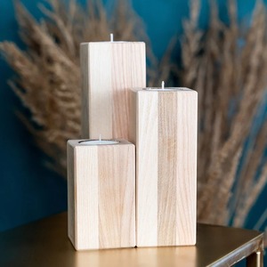 Wooden Candlestick Holder Quality Hardwood <b>Tea</b> <b>Light</b> Holder Oak <b>Tea</b> <b>light</b> Holder Set Of 3 - Product Image 3