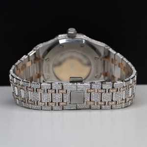 Montre de luxe Miyota en or rose avec moissanite, mouvement à quartz, entièrement sertie de diamants, bracelet en acier inoxydable, analogique, charme, mode unisexe - Product Image 3