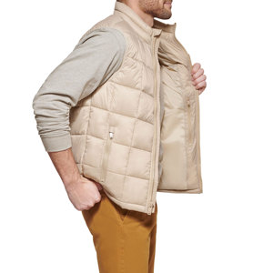 Gilet rembourré pour hommes manteau à bulles décontracté fermeture éclair col montant vêtements d'extérieur épais gilet sans manches veste - Product Image 3