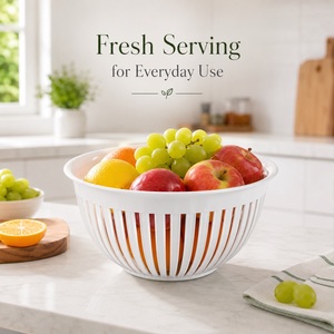 Large Transparent <b>Plastic</b> Fruit Bowl 5.6L Non-Toxic Eco-Friendly Dishwasher Safe for Salad Vegetable Serving and <b>Kitchen</b> Use - Product Image 3
