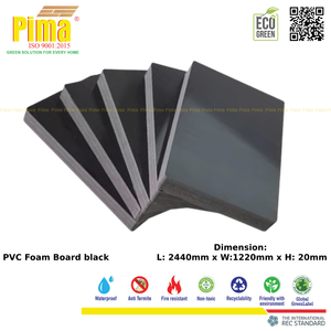 แผ่นโฟม PVC WPC คุณภาพสูง หนา 20 มม. ความหนาแน่น 0.6 กรัม/ซม.³ สีดำ แผ่นผิวสัมผัสแบบกำหนดเอง สำหรับงานตกแต่งภายใน Pima - Product Image 3
